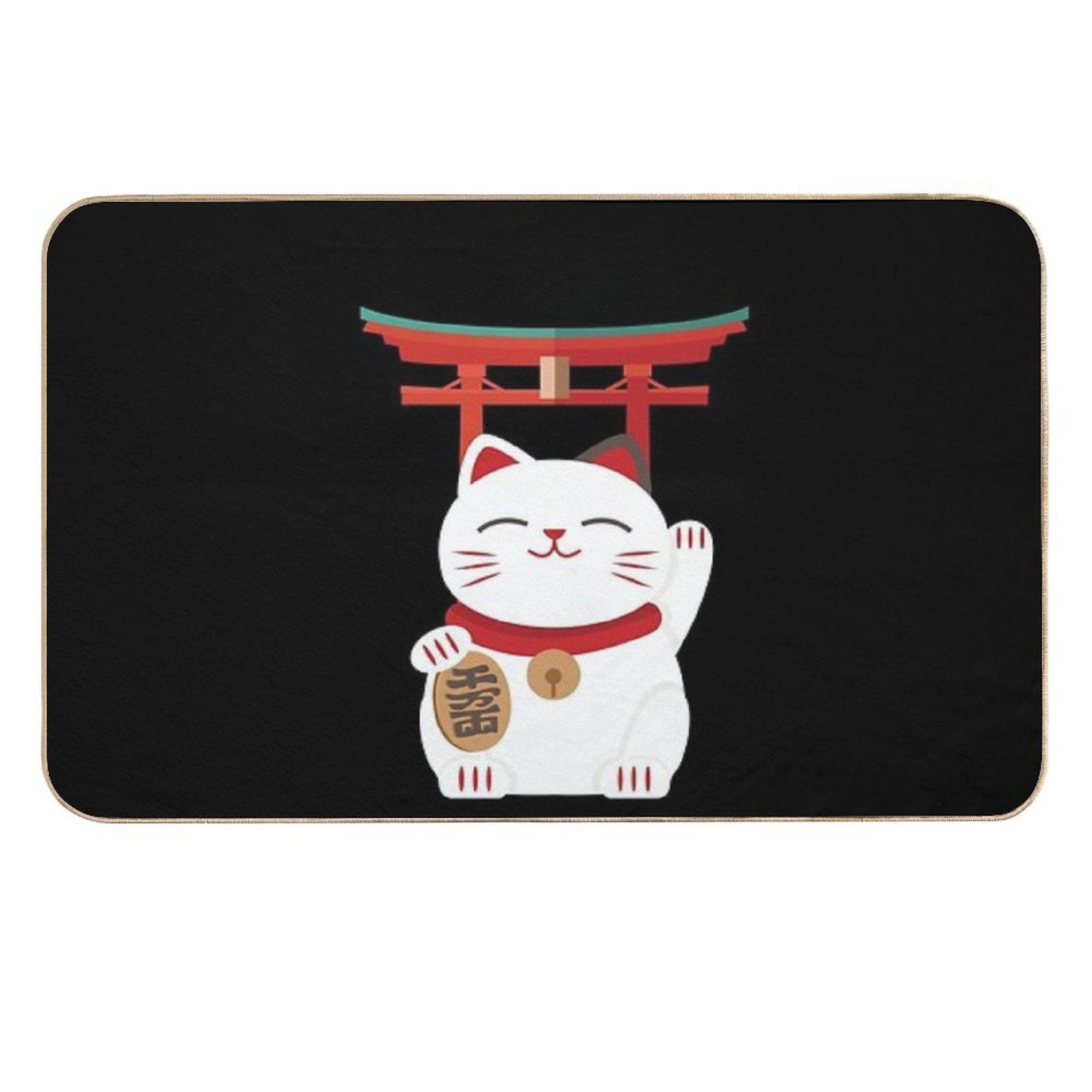 Japanese Blessing Lucky Cat  Dirt-Trapping Bath Mat