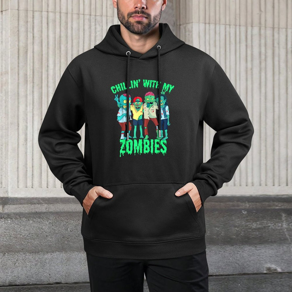 Chillin with My Zombies Halloween Boys Kids Zombie Pilling-Resistant Hoodie