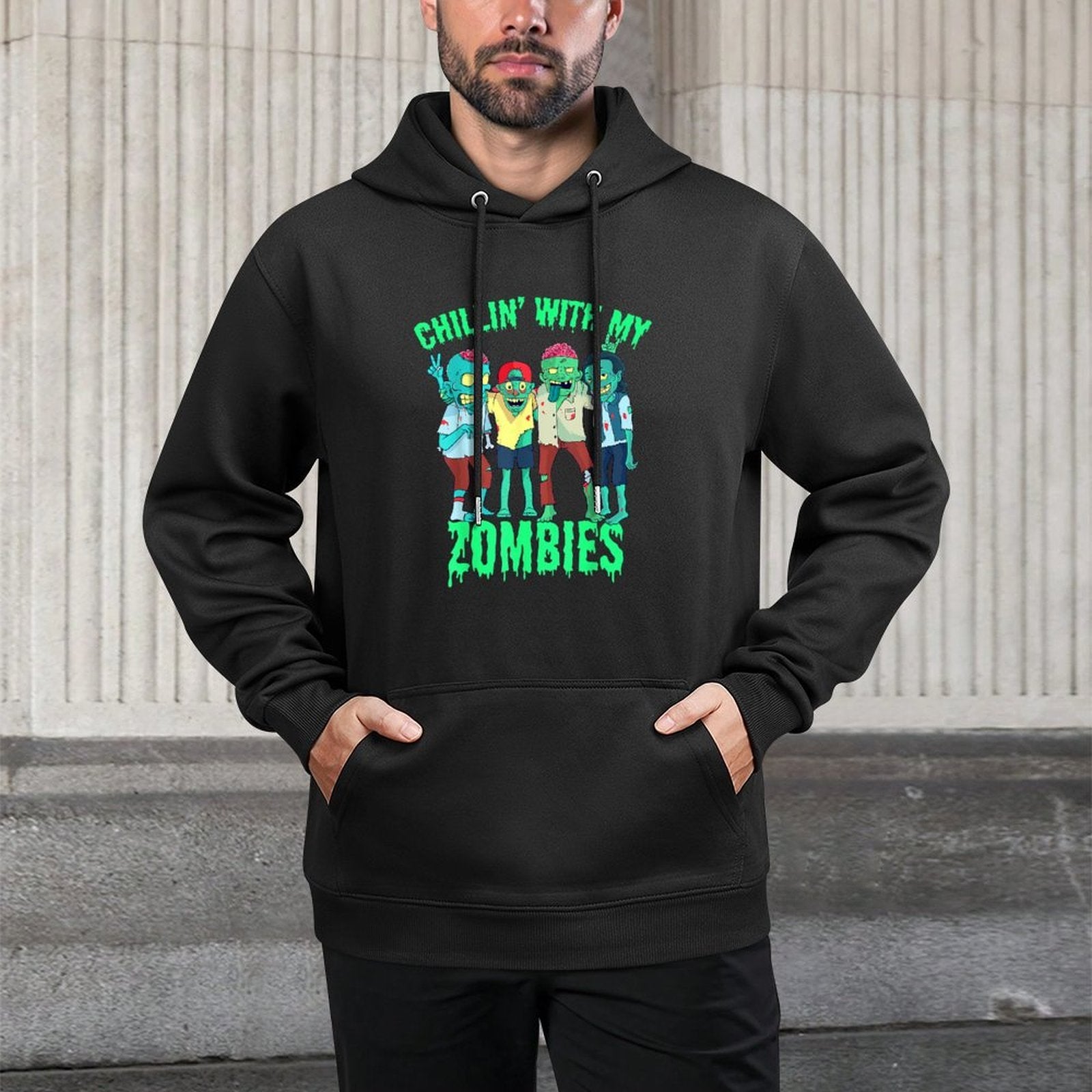 Chillin with My Zombies Halloween Boys Kids Zombie Pilling-Resistant Hoodie