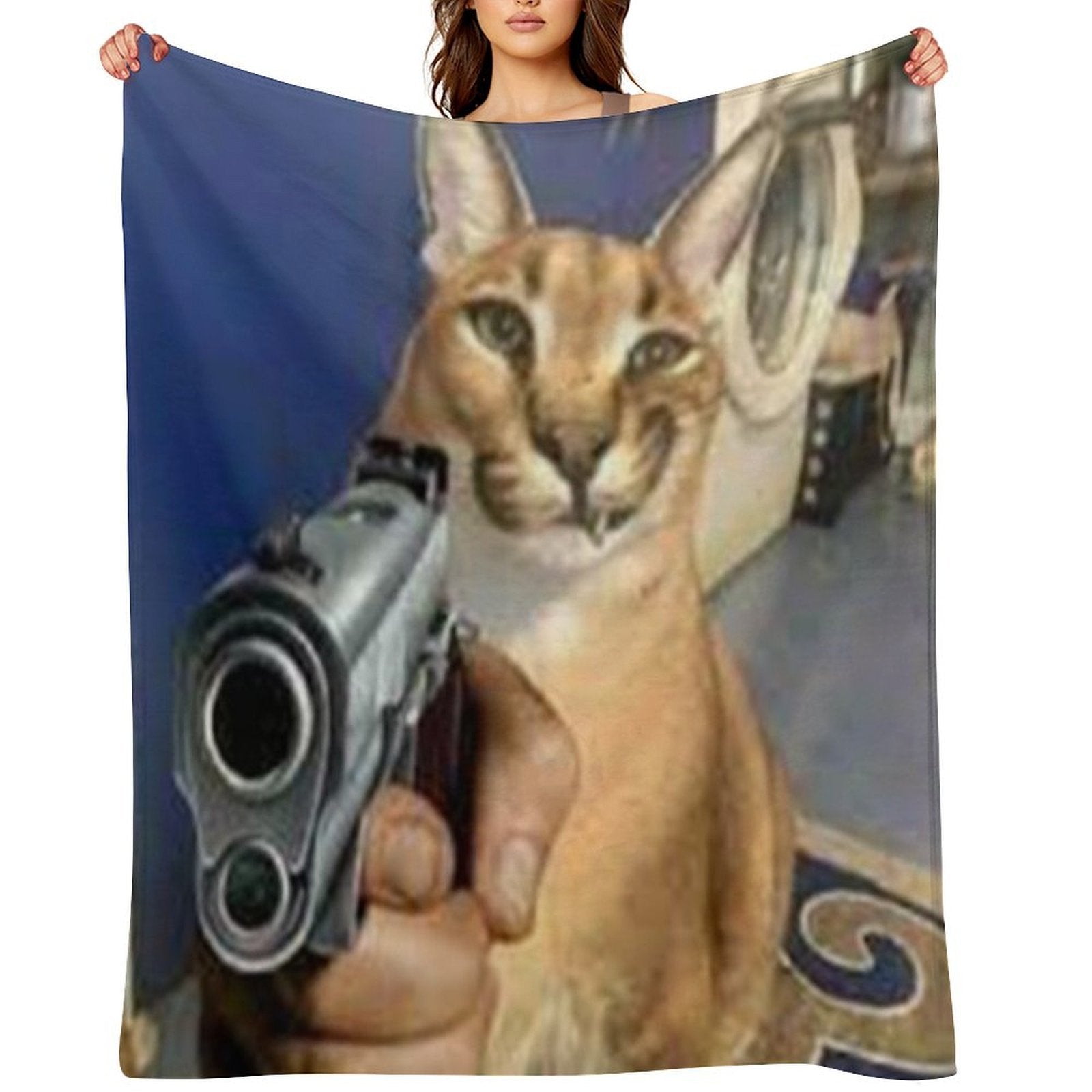 Big Floppa Gangsta Sustainable Throw Blanket