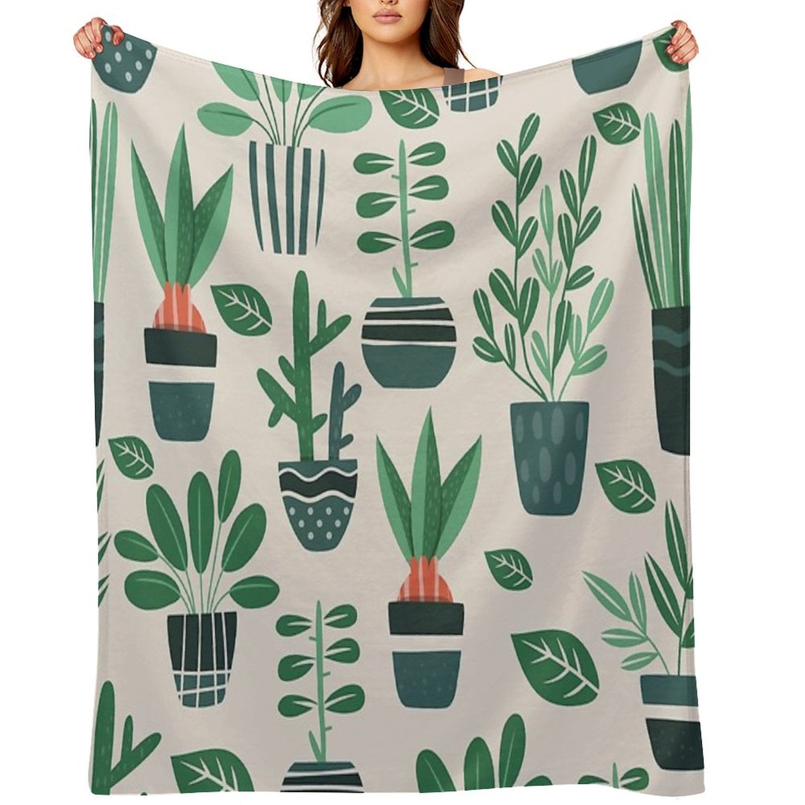 Potted Plants Easy Care Throw Blanket
