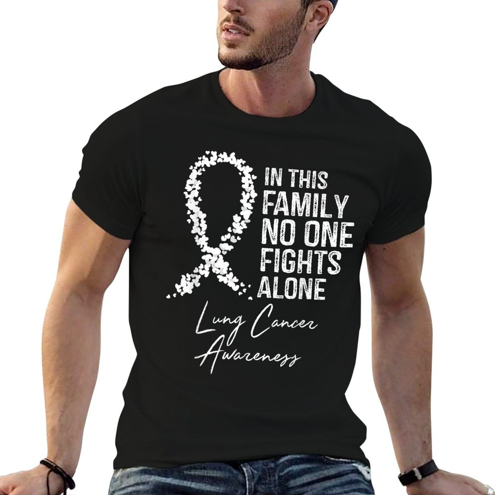 In This Family No One Fights Alone Lung Cancer  Trendy Pattern T-Shirt
