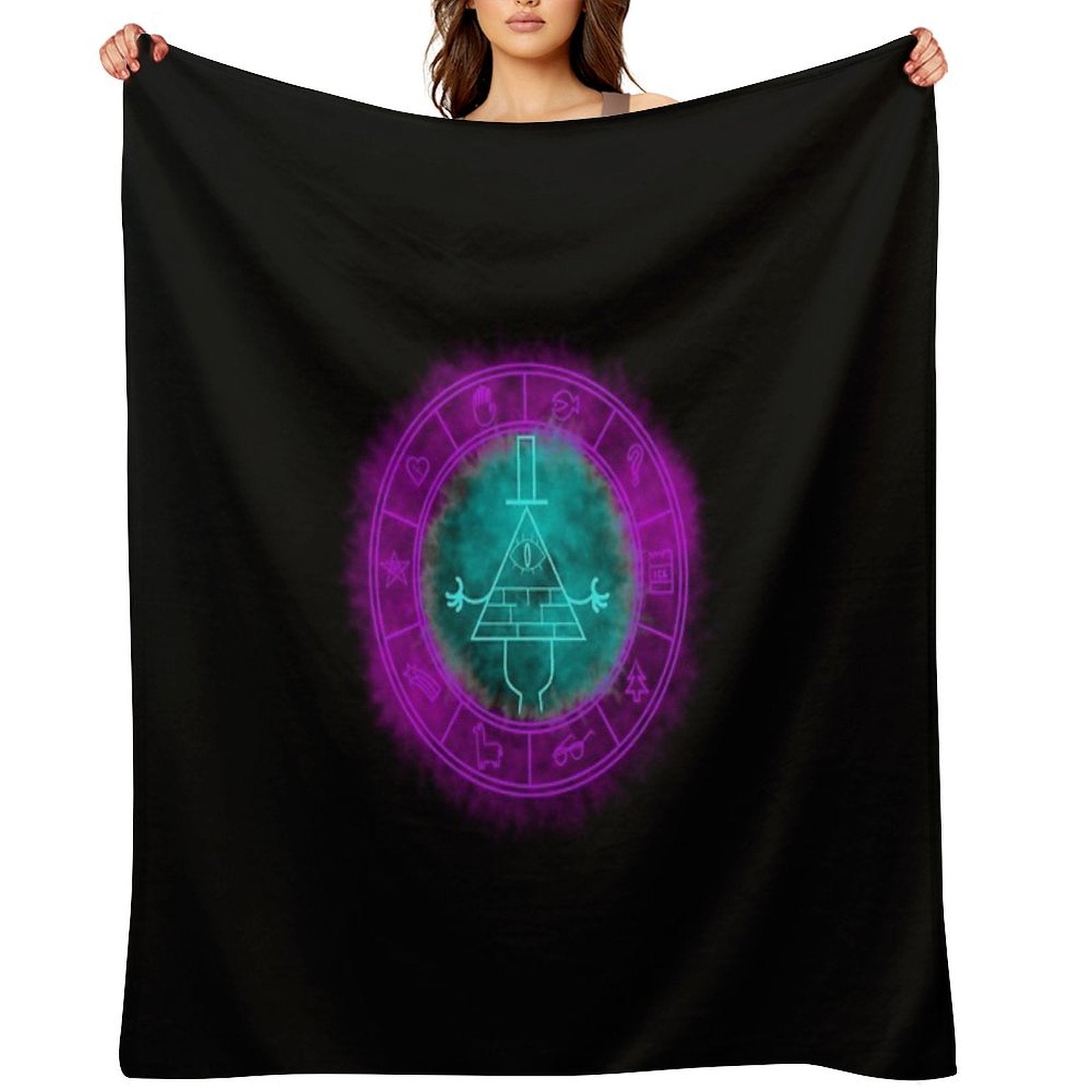 Bill Cipher Symbol Bluegreenpurple Wrinkle-free Throw Blanket