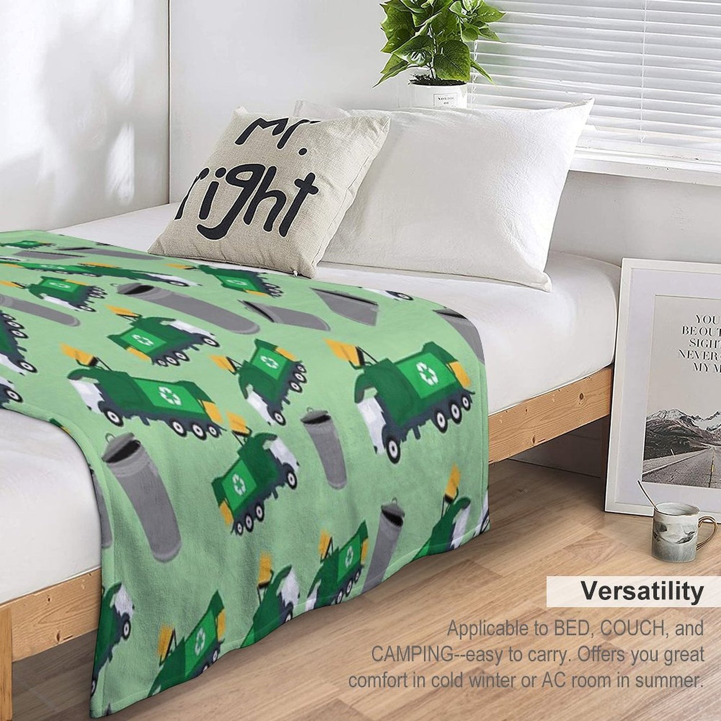Recycling Garbage Truck Pattern Durable Throw Blanket
