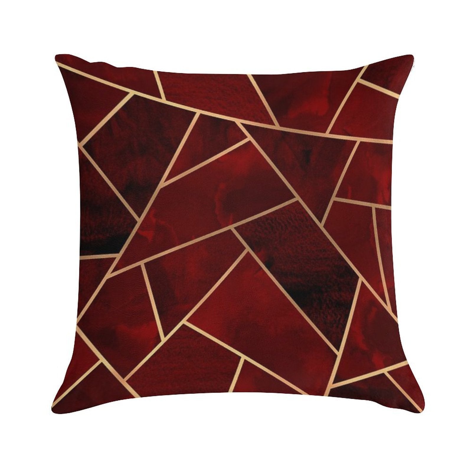 Red & Gold Geo Soft Reinforced Edging Throw Pillow