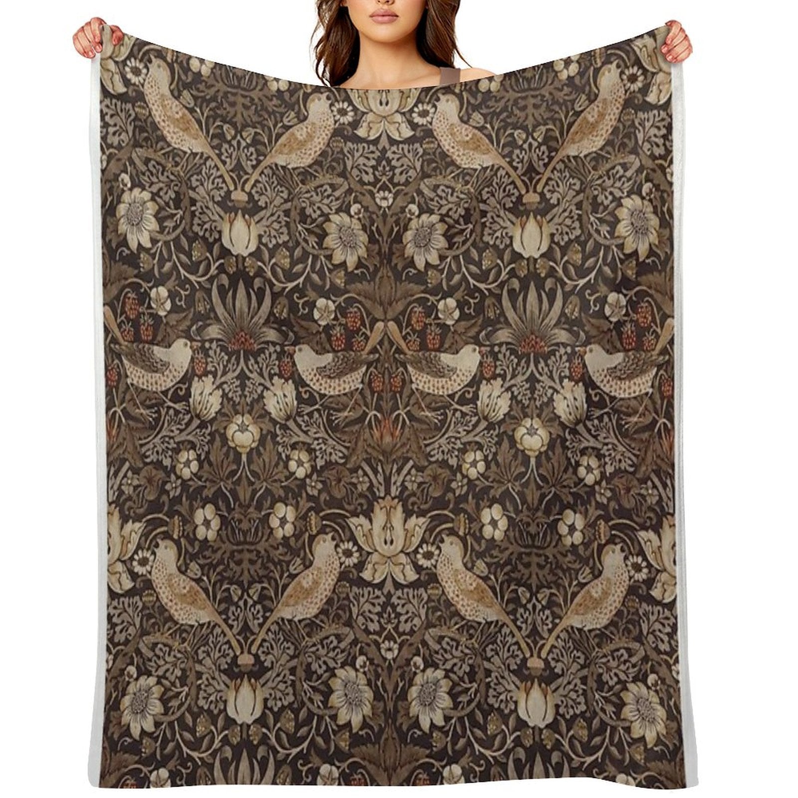 William Morris - Strawberry Thief Easy Care Throw Blanket