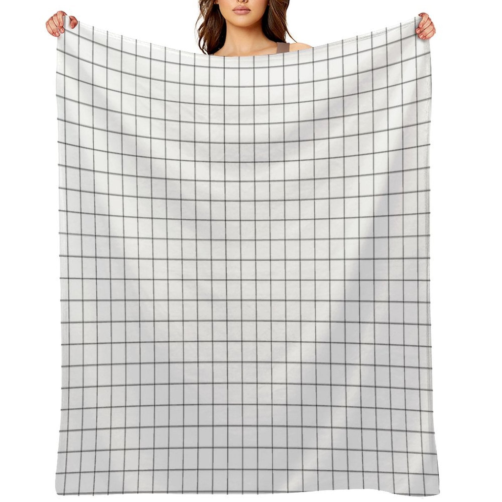 Black Grid Wrinkle-free Throw Blanket