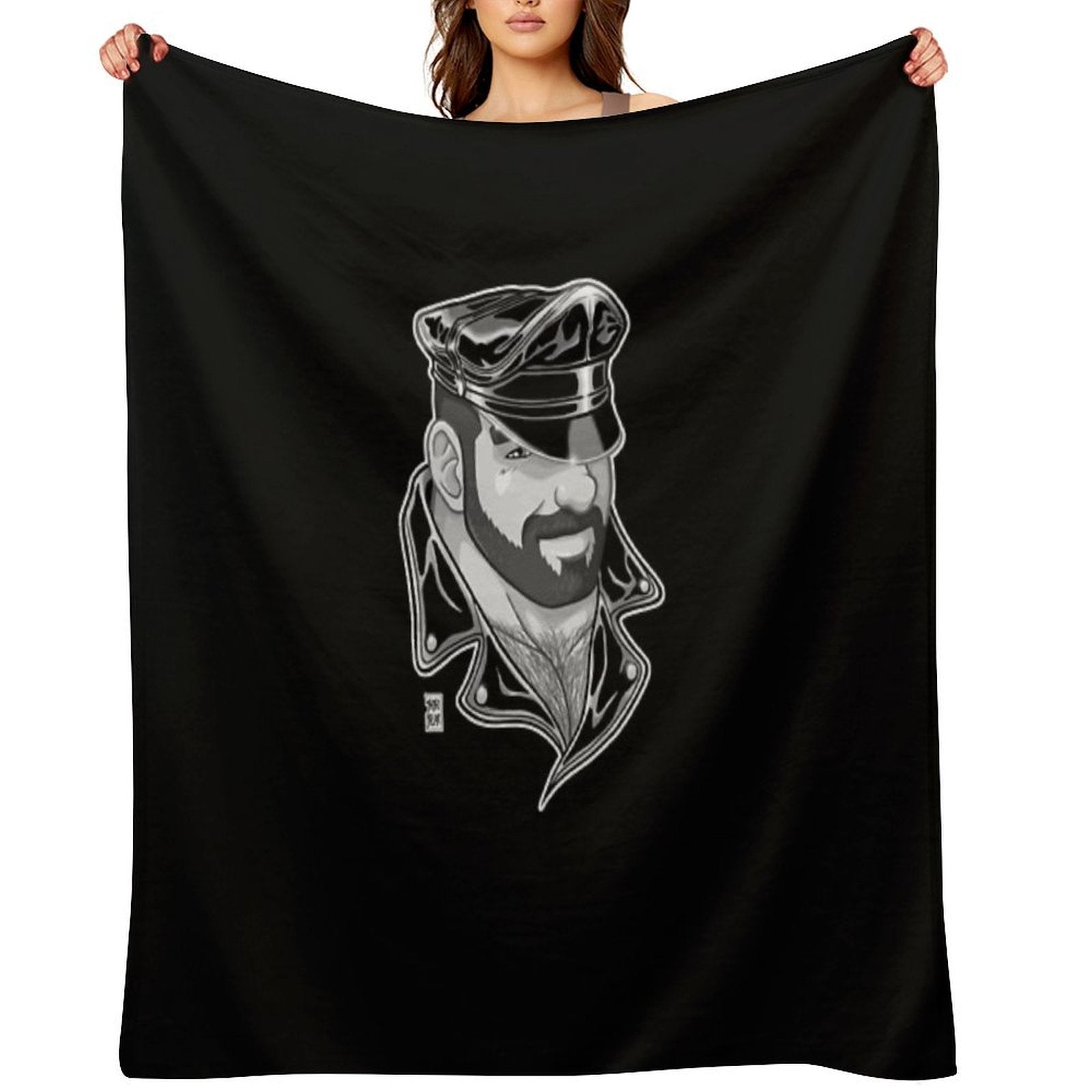 ADAM LIKES LEATHER - BLACK AND WHITE Quick-dry Throw Blanket