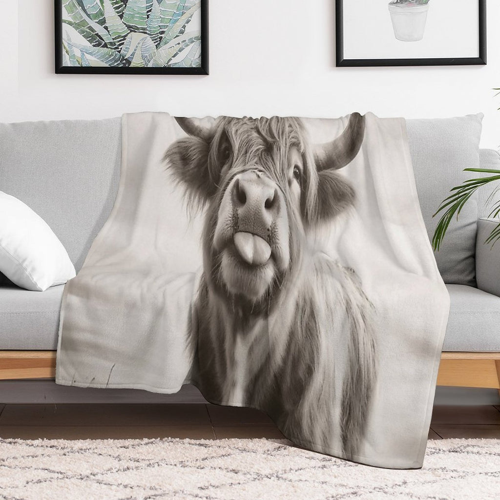 Cheeky Highland Cow Comfort Throw Blanket