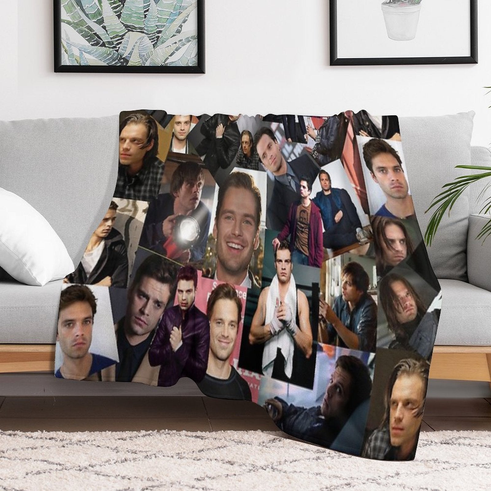 Sebastian Stan Assorted Collage Durable Throw Blanket