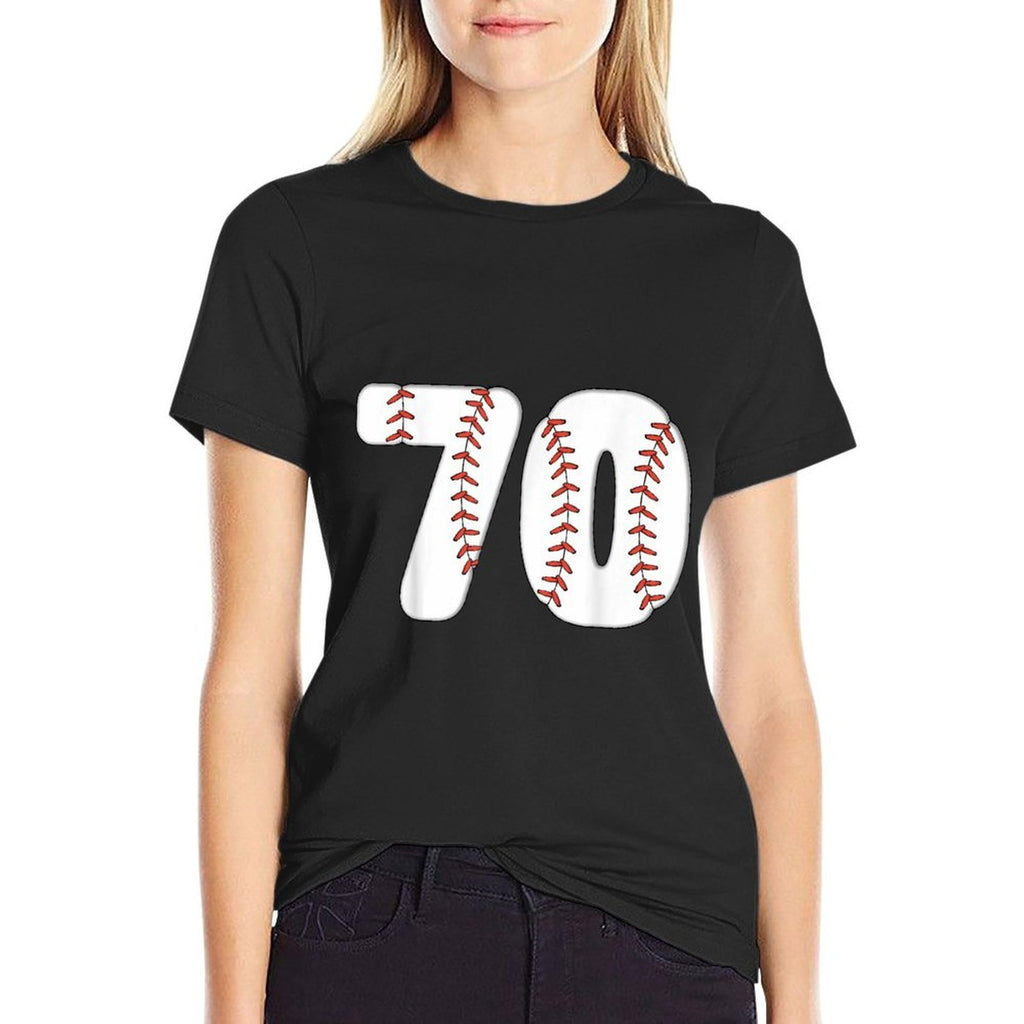 Baseball Number 70 Baseball Birthday 70 Baseball Themed 70th  Fade-proof Color T-Shirt