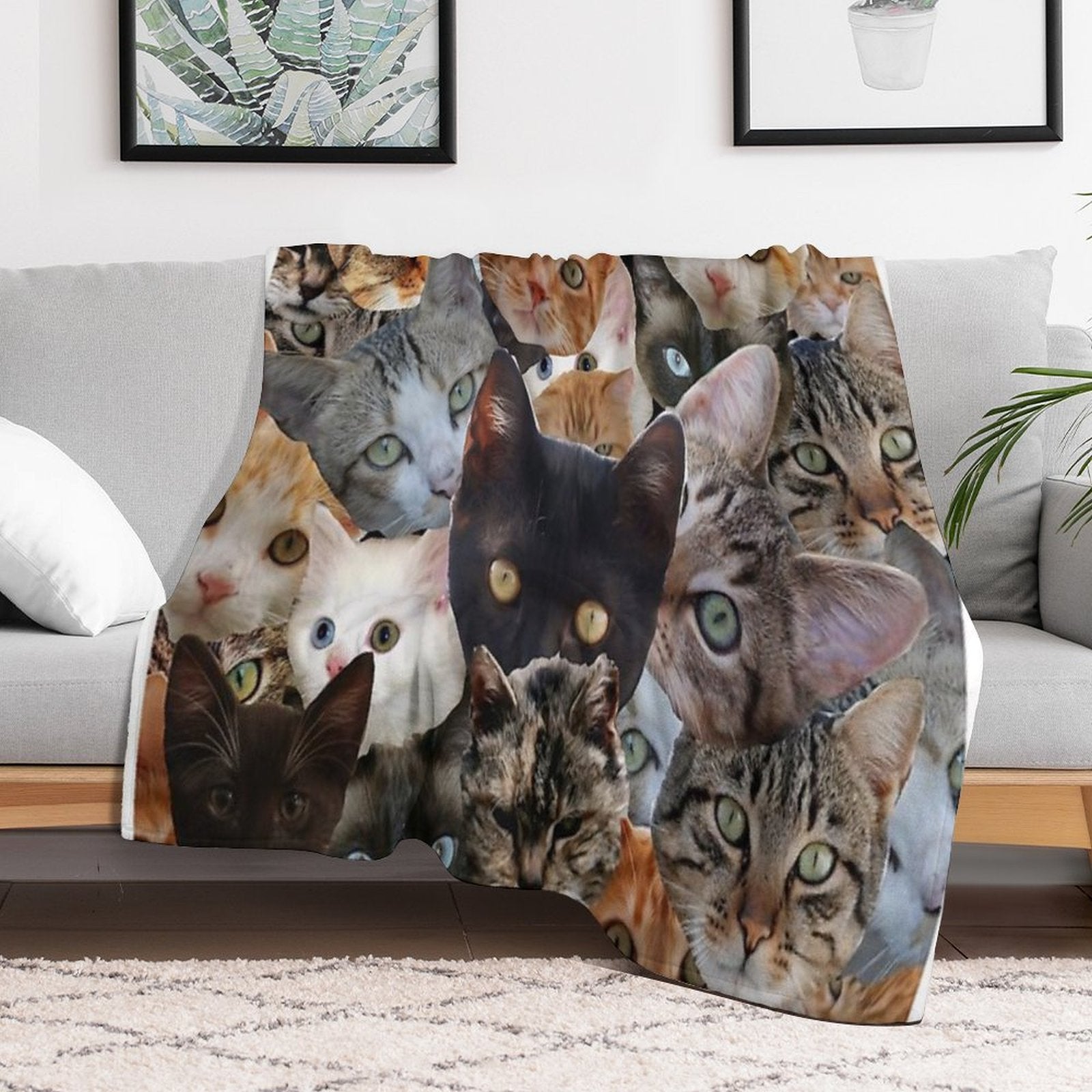 Kitty Collage Eco-conscious Throw Blanket