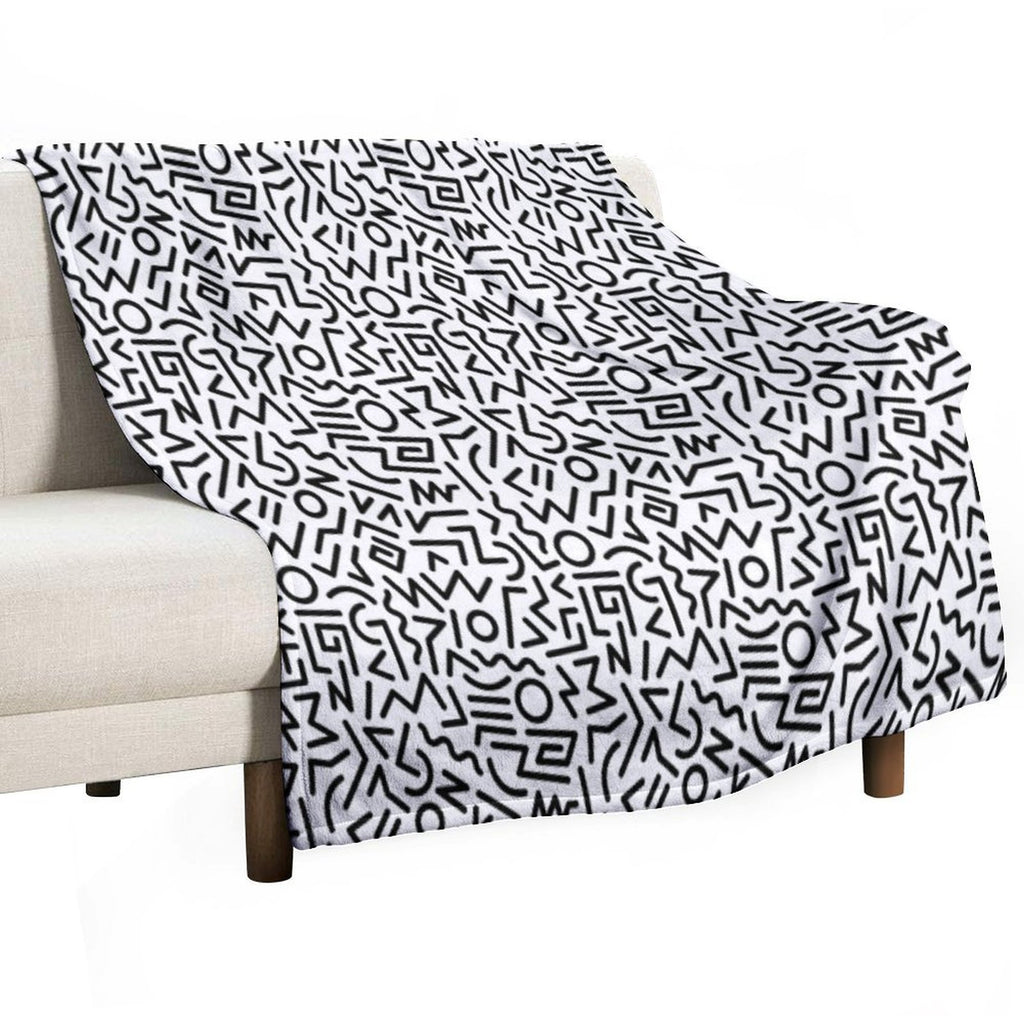 Memphis Pattern Black And White Eco-conscious Throw Blanket