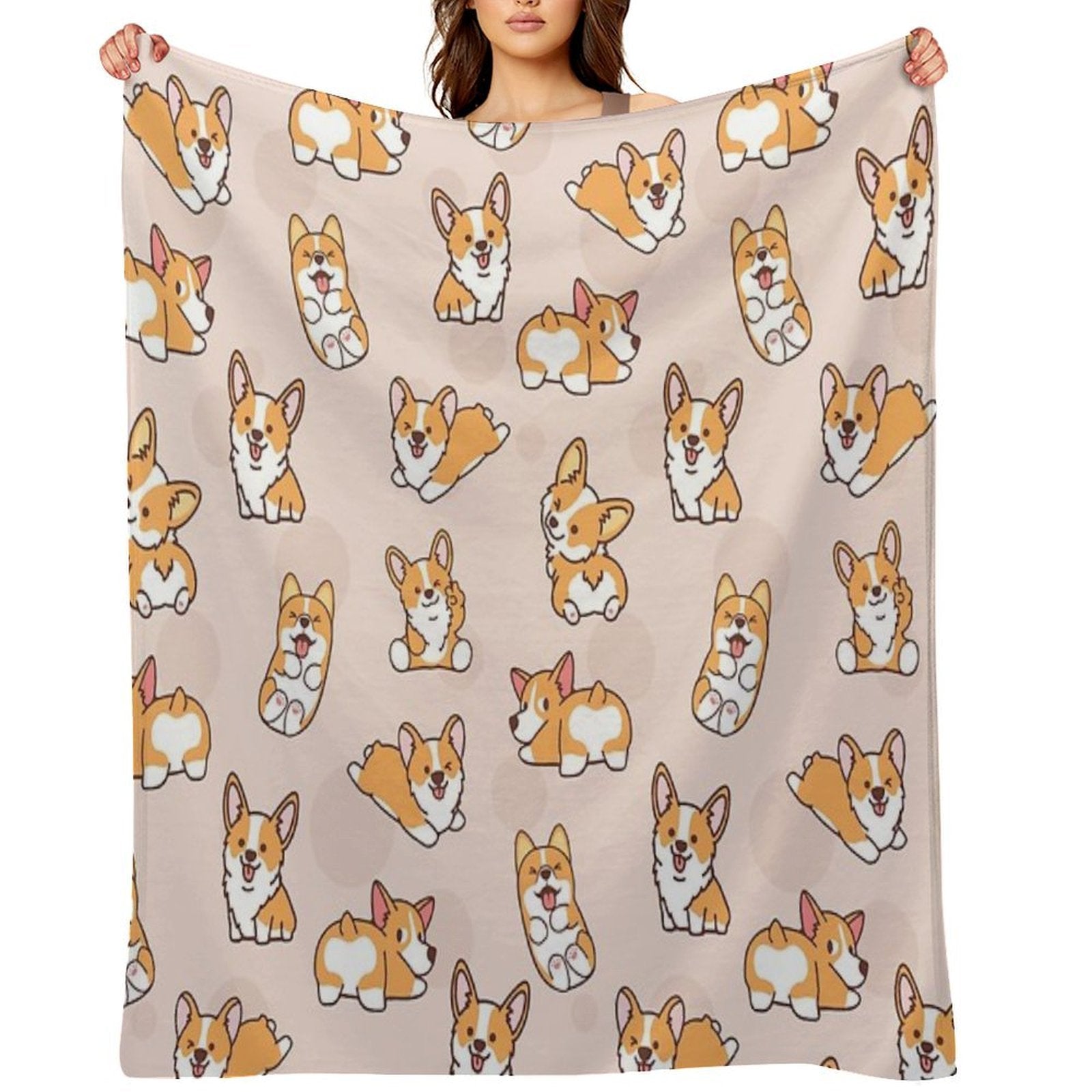 Corgi Puppy Fun Quick-dry Throw Blanket