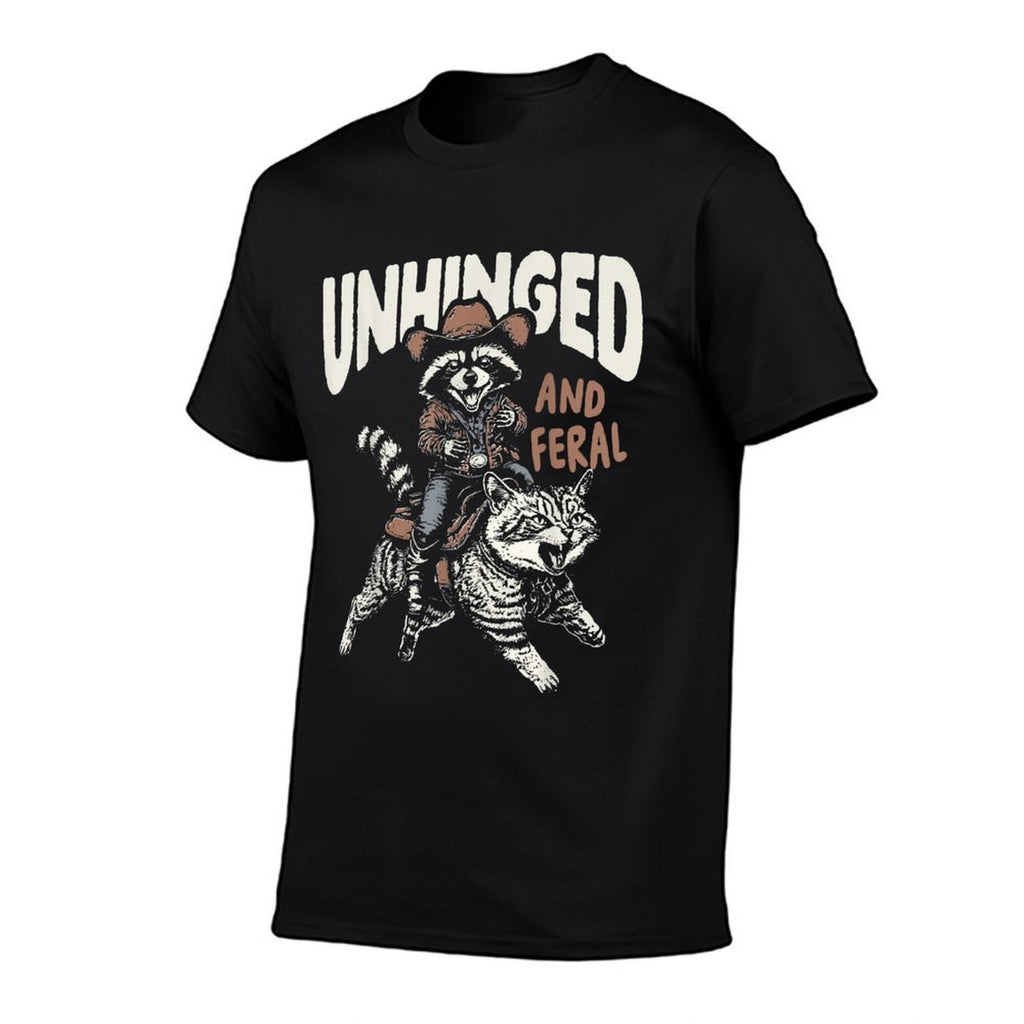 Funny Unhinged And Feral Raccoon Cowboy Western Vintage  Graphic-printed T-Shirt
