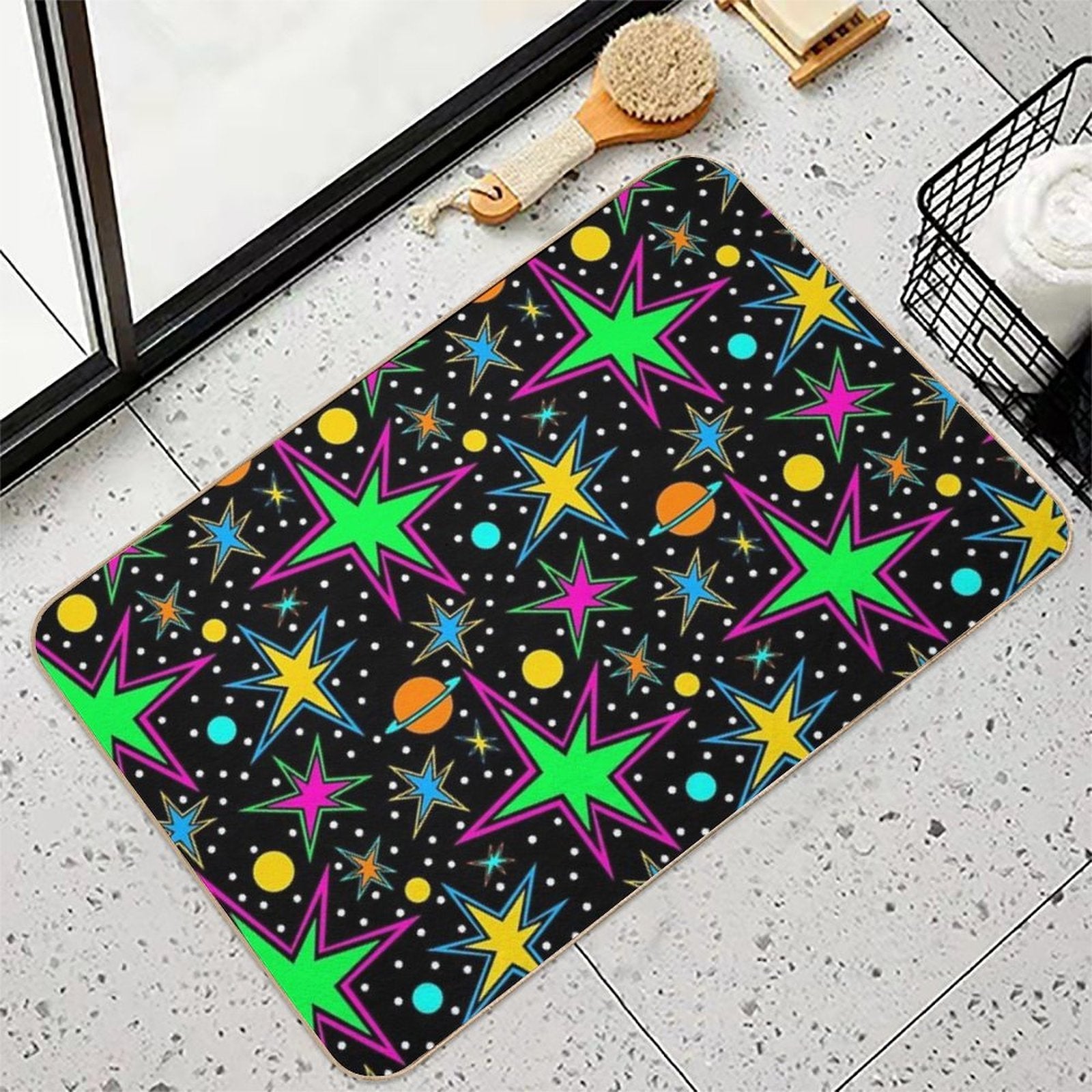 Super Nova Arcade Carpet Pattern  Rapid-Drying Bath Mat