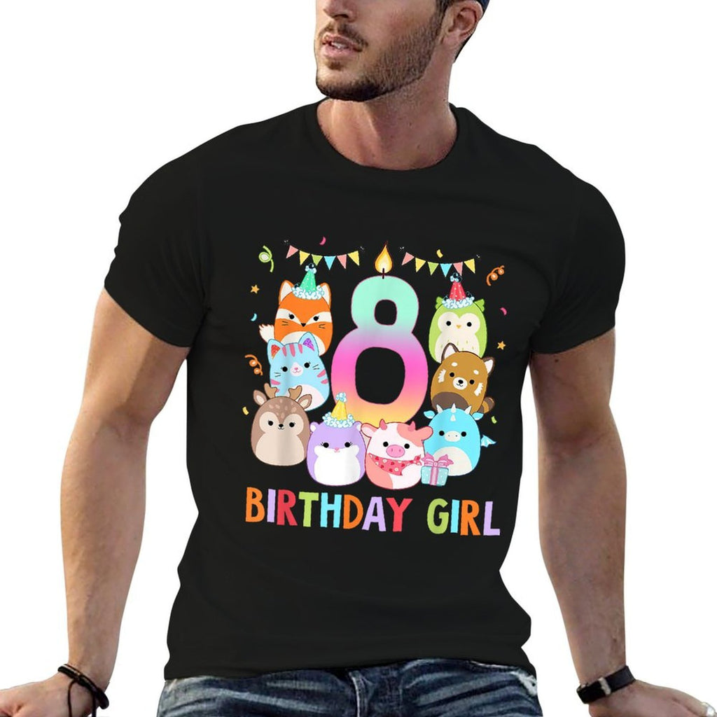 Happy 8th Birthday Squish Squad Mallow Girls 8 Year Old  Durable T-Shirt