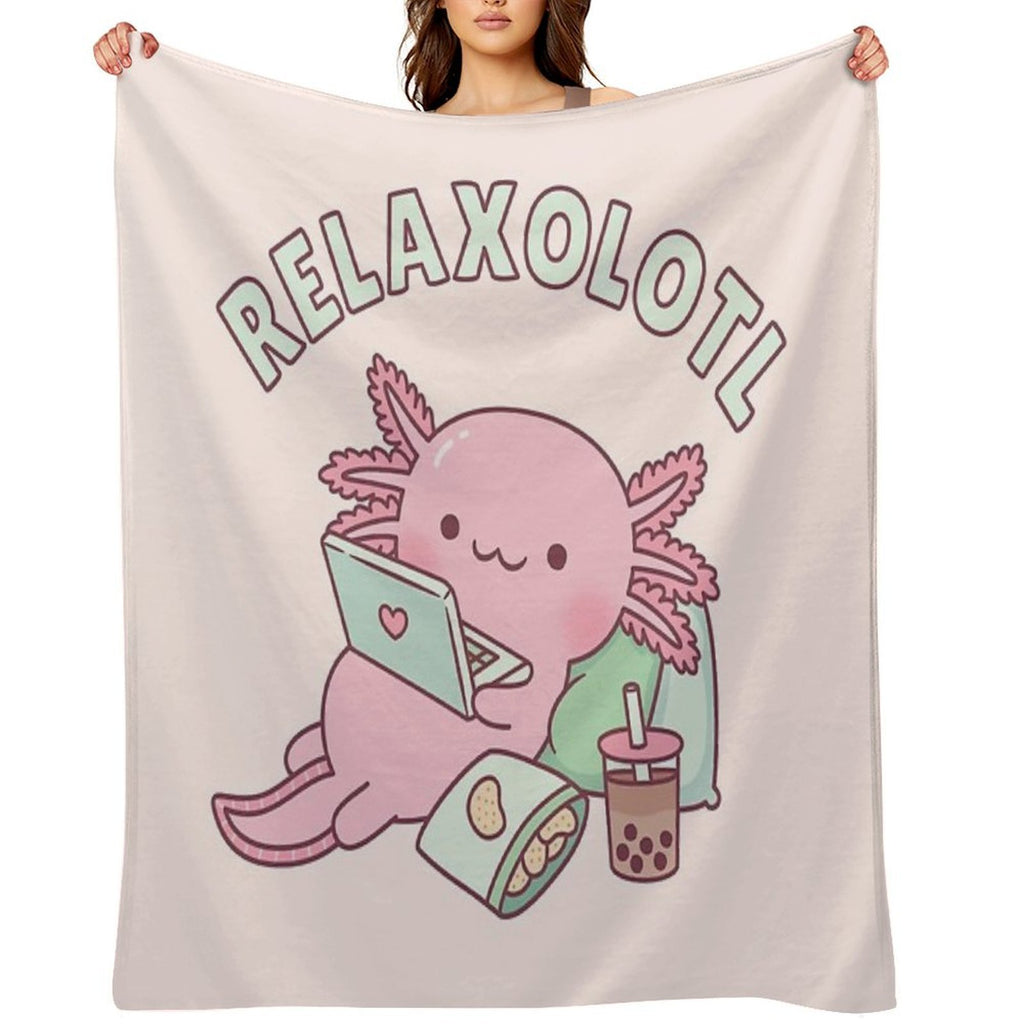 Cute Relax A Lot Axolotl Funny Pun Lightweight Throw Blanket