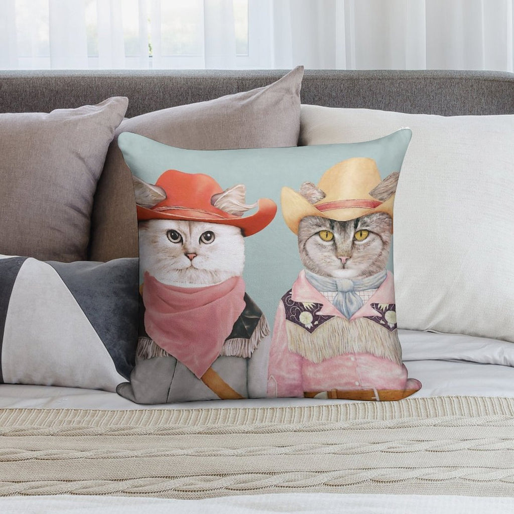 Cowboy Cats Soft Warmth Comfort Throw Pillow
