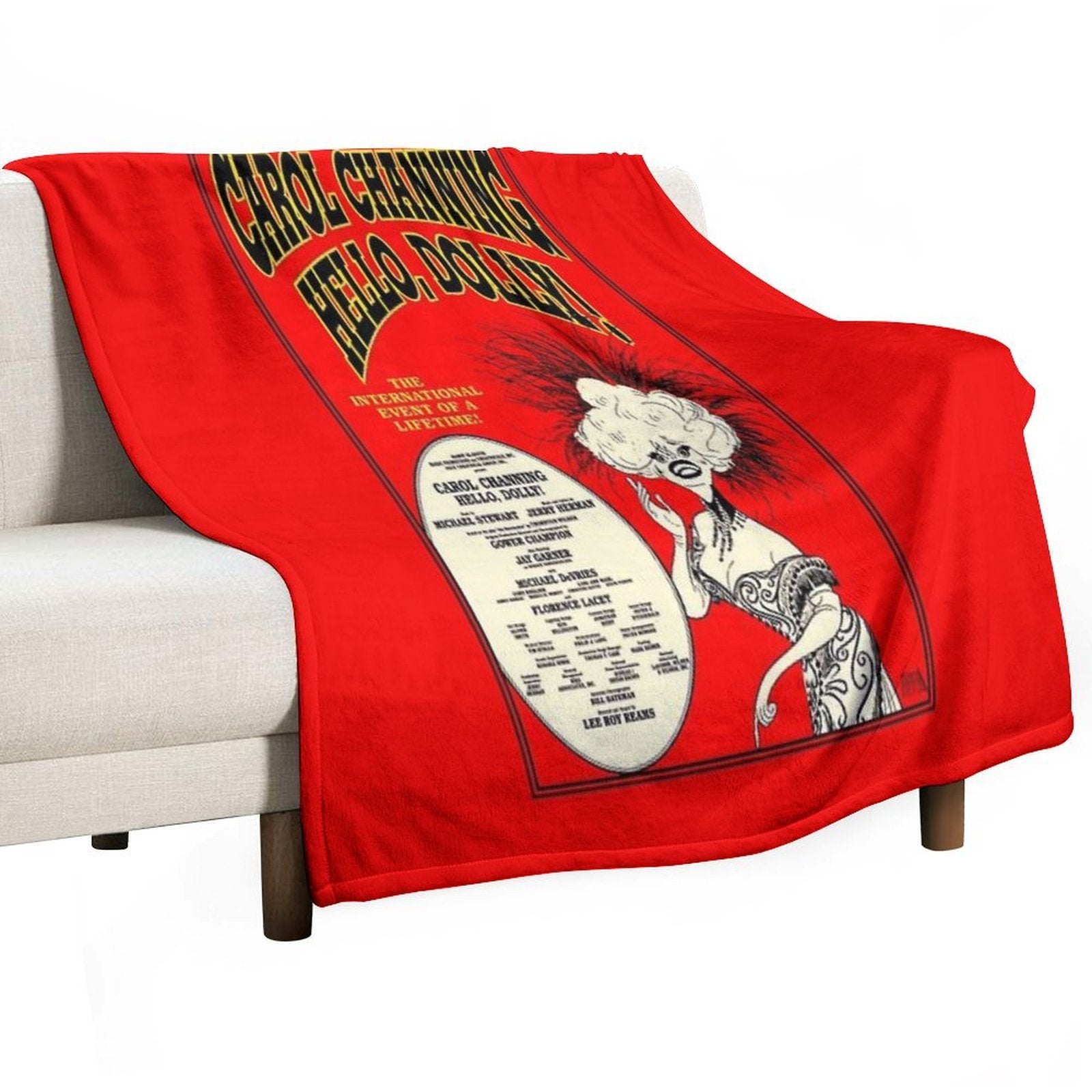 HELLO DOLLY  Vintage Carol Channing Broadway Musical Print Comfort Throw Blanket