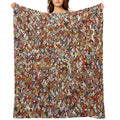 Circle Pattern in Soft Shades of Brown, Cream & Gold Sustainable Throw Blanket