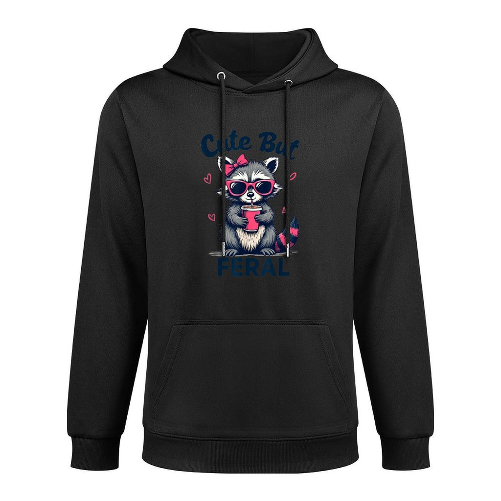 Cute But Feral Girl Summer Raccoon Funny Women Medium-Weight Fabric Hoodie