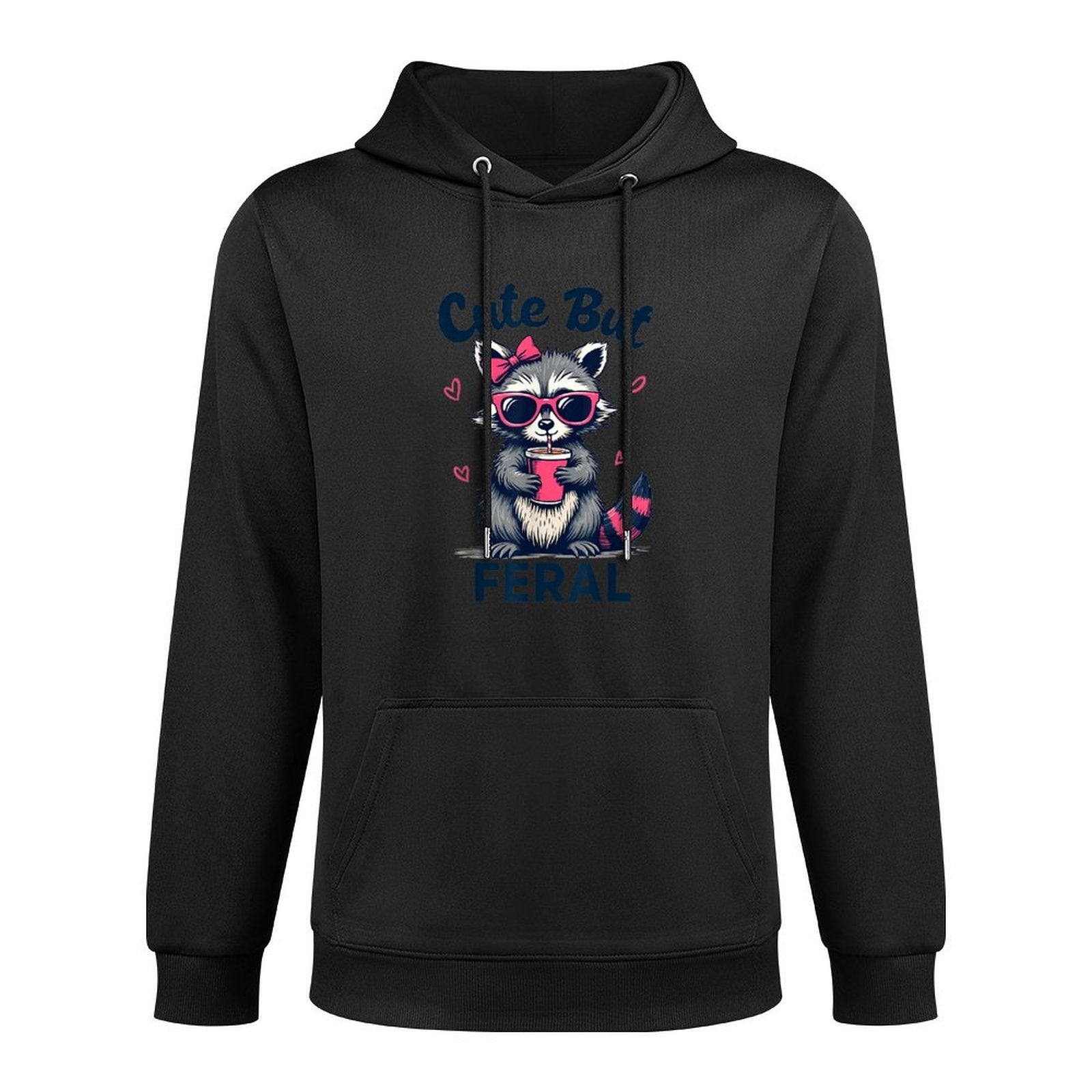 Cute But Feral Girl Summer Raccoon Funny Women Medium-Weight Fabric Hoodie