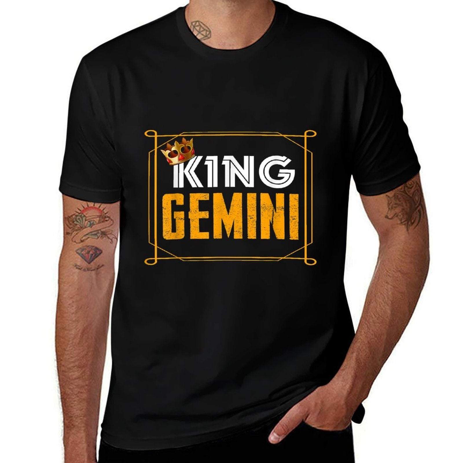 Funny King Gemini Zodiac Sign June May Birthday Boys Men  Trendy Pattern T-Shirt