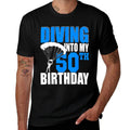 Diving Into My 50th Birthday Happy Birthday Skydiving Lover  Easy-care T-Shirt