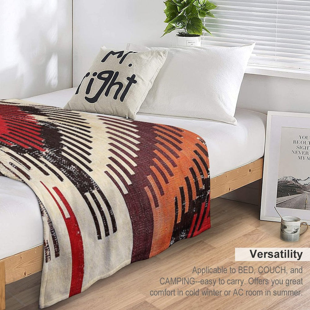 Afyon Central Anatolian Kilim Fragment Print Quick-dry Throw Blanket