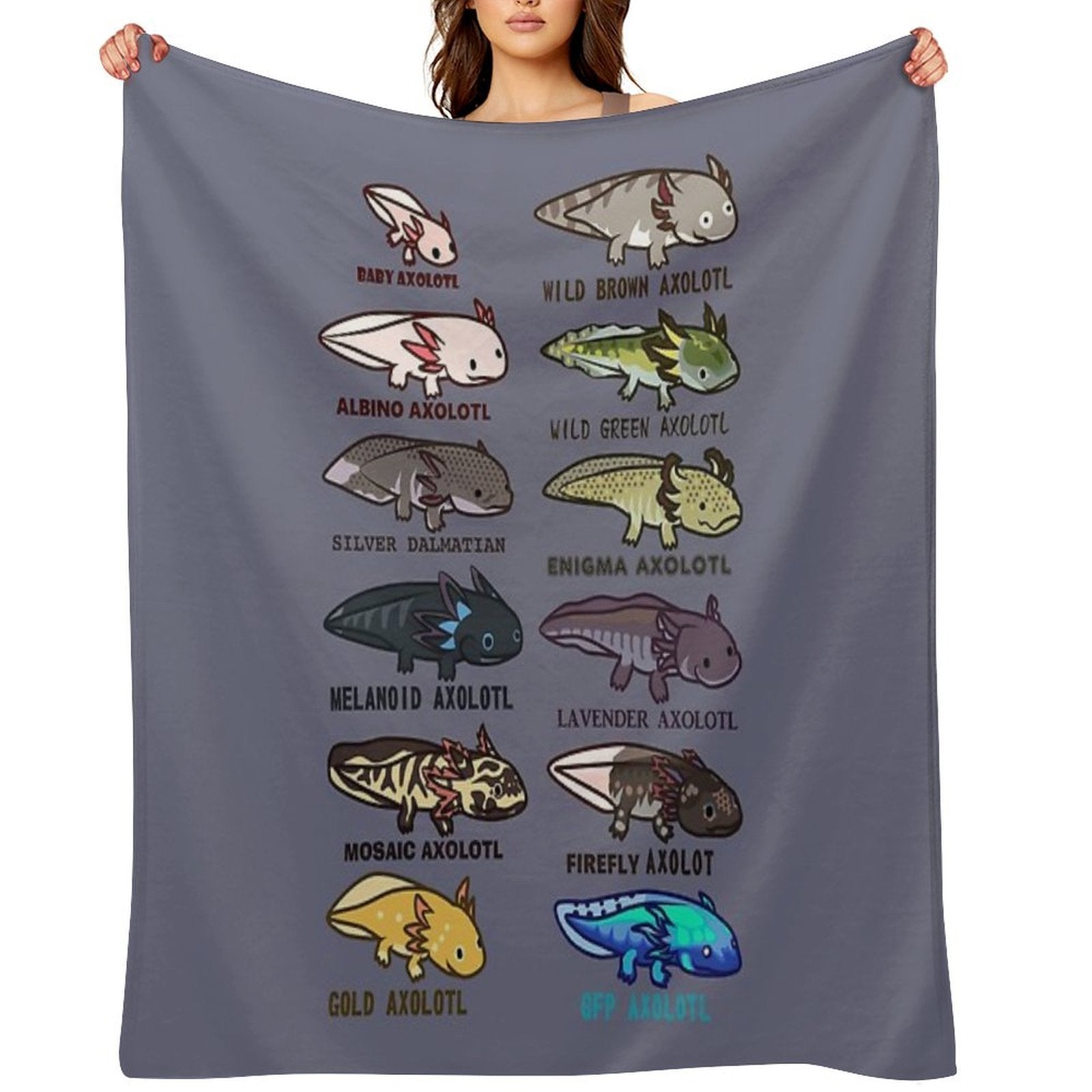 Axolotl Morphs And Colors Lightweight Throw Blanket