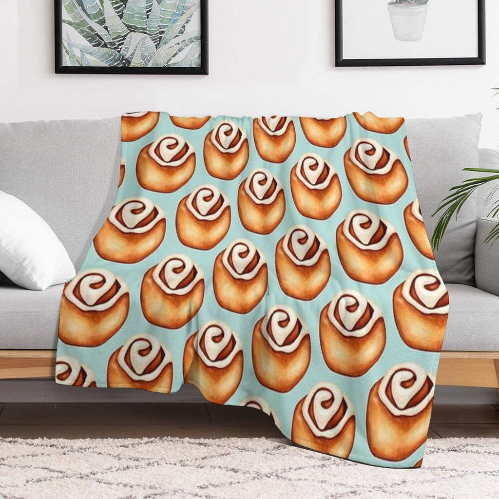 Cinnamon Roll Pattern - Blue Anti-pilling Throw Blanket