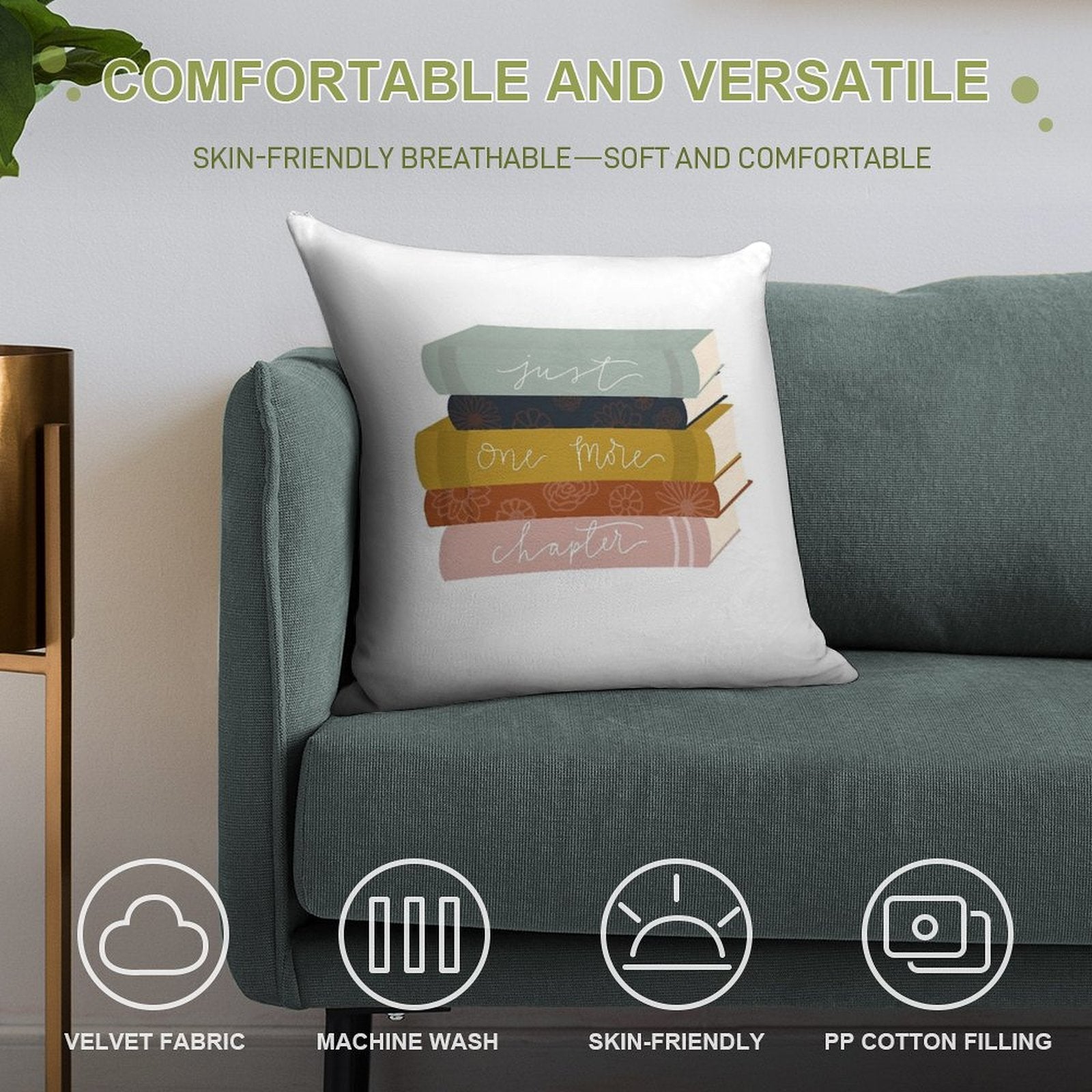 Just One More Chapter Soft Washable Throw Pillow