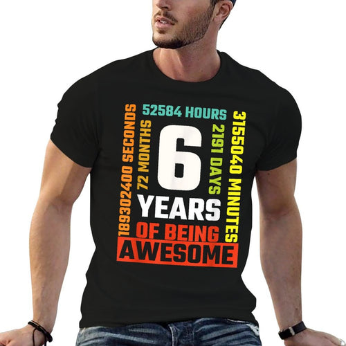 6th Birthday 6 Years Old Vintage Retro 72 Months Gift  Summer-ready Fabric T-Shirt