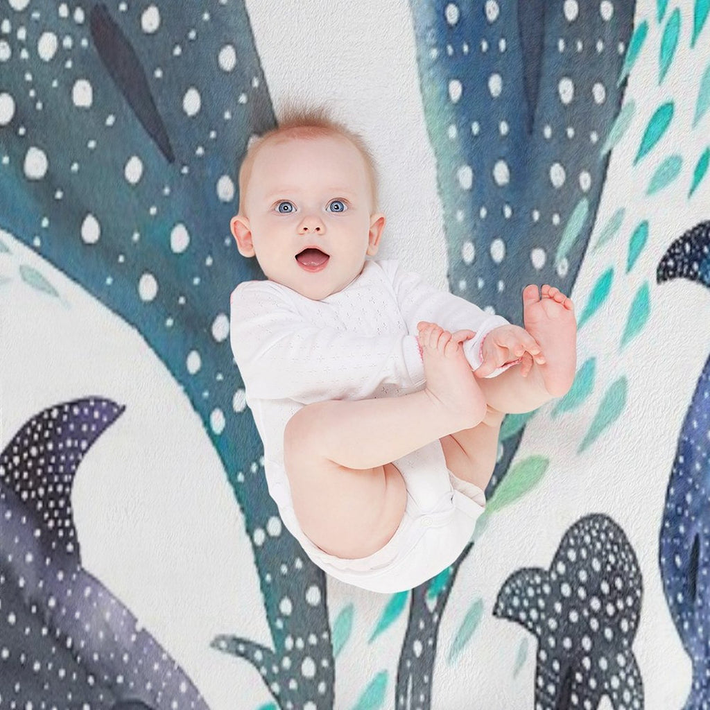 Whale Shark, Ray & Sea Creature Play Print Comfort Throw Blanket