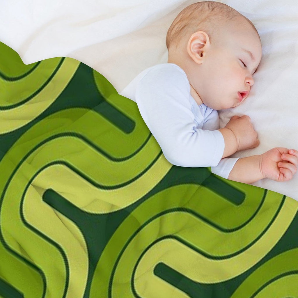 Retro Geometric Gradated Design Avocado Green Wrinkle-free Throw Blanket