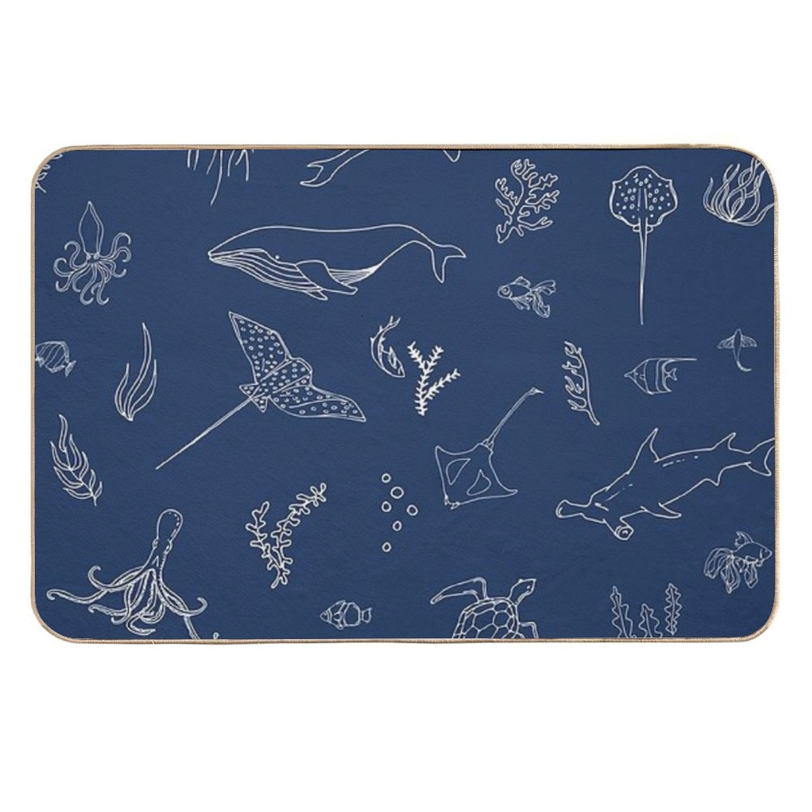 Under The Sea Navy  Odorless Bath Mat