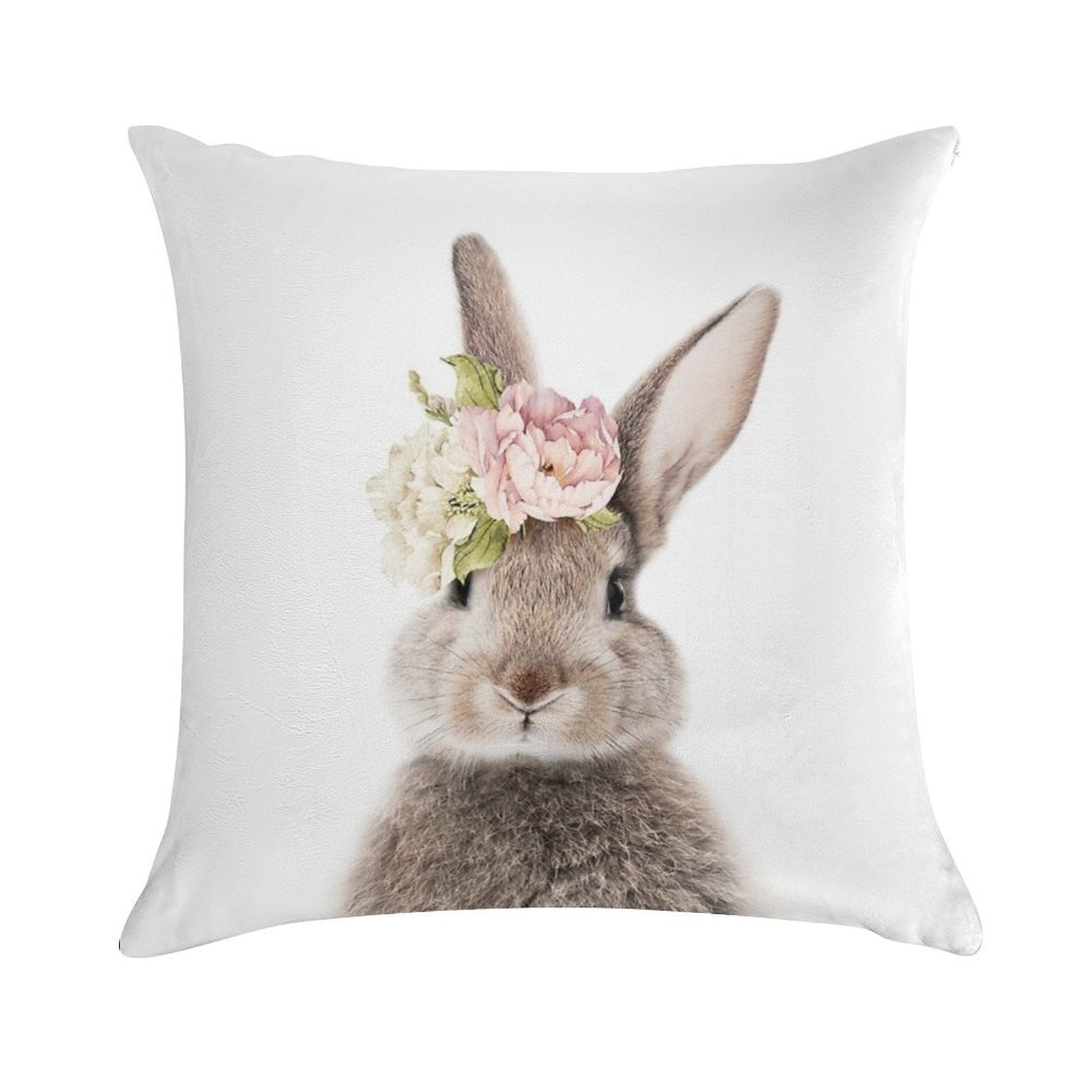 Peek-a-boo Floral Bunny Soft High-Density Material Throw Pillow