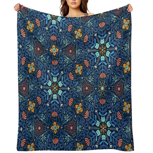 Cats Kaleidoscope. Flowers And Kitties. Velvety-soft Throw Blanket