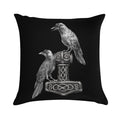 Thor Hammer Mjölnir with Odin Ravens Hugin And Munin Soft Easy Maintenance Throw Pillow