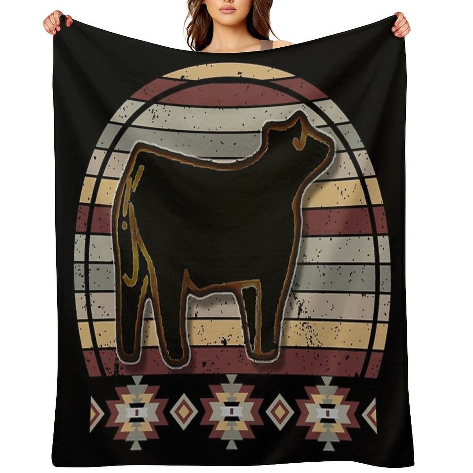 Livestock Show Steers - Market Steer Anti-pilling Throw Blanket