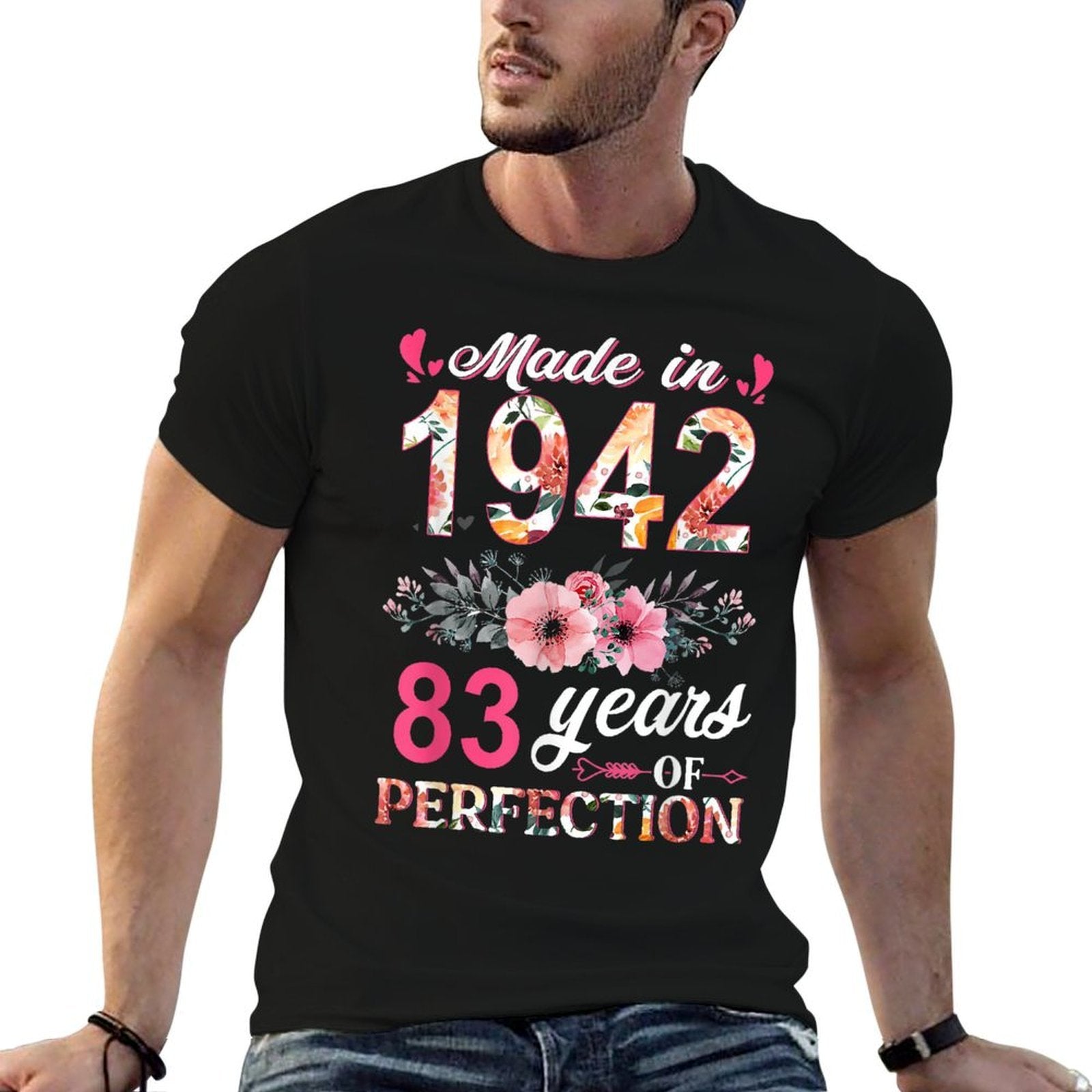 Made In 1942 Floral 83 Year Old 83th Birthday Gifts Women  Tagless Design T-Shirt