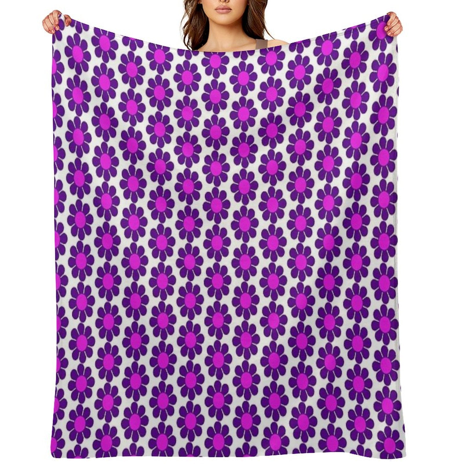 Purple Pink Hippy Flower Daisy Velvety-soft Throw Blanket