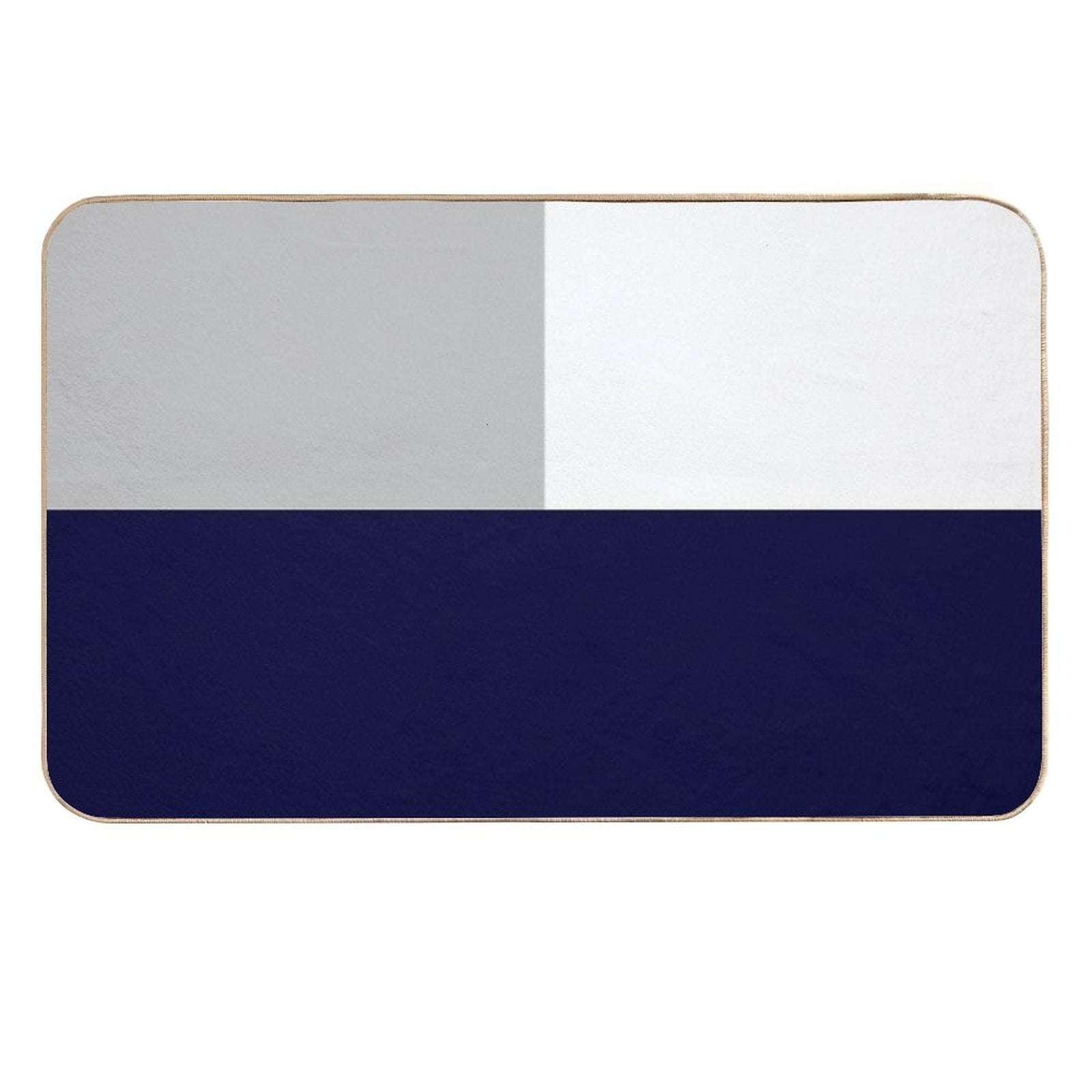 Tricolor Squares Navy Blue Silver Gray And White  Repositionable Bath Mat