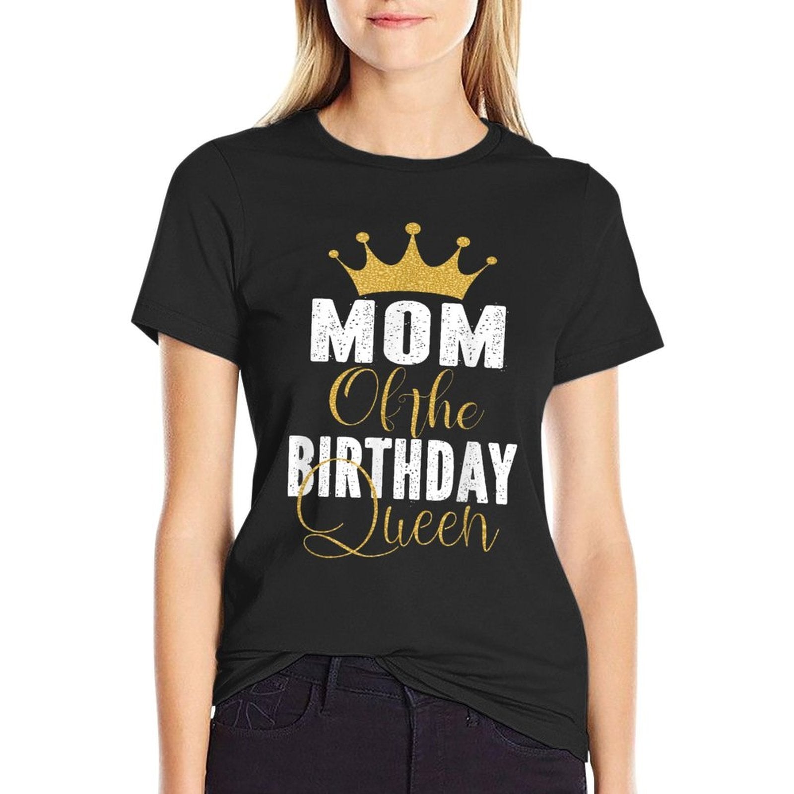 Mom Of The Birthday Queen Girls Bday Party Gift For Her  Rolled Sleeves T-Shirt
