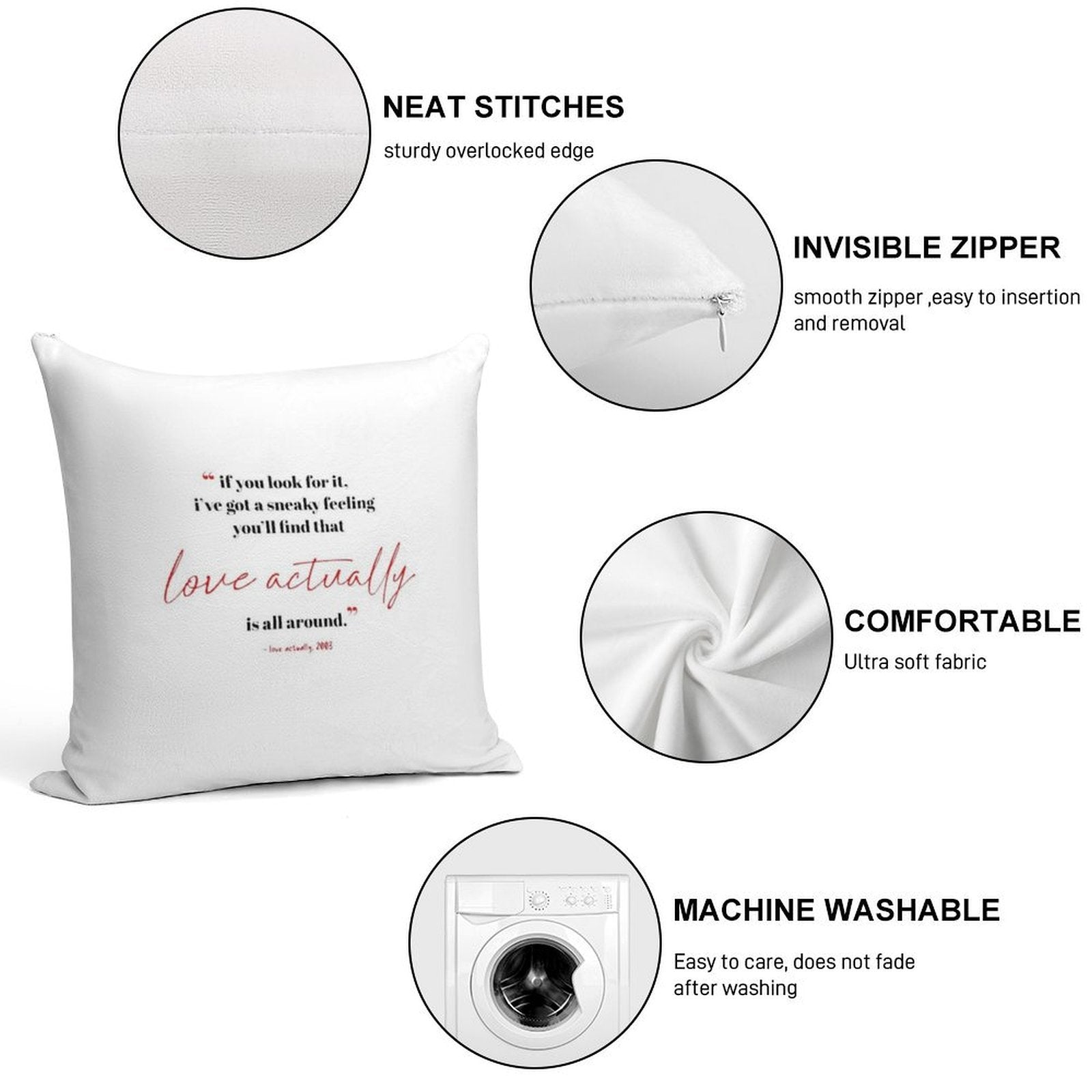 Love Actually Soft Fade-Resistant Throw Pillow