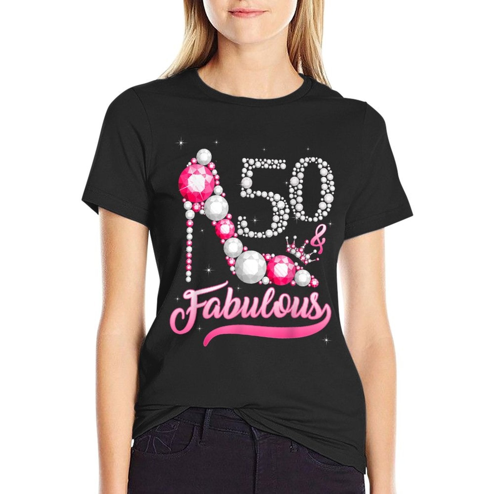 50 And Fabulous 50th Birthday Diamond  Tagless Design T-Shirt