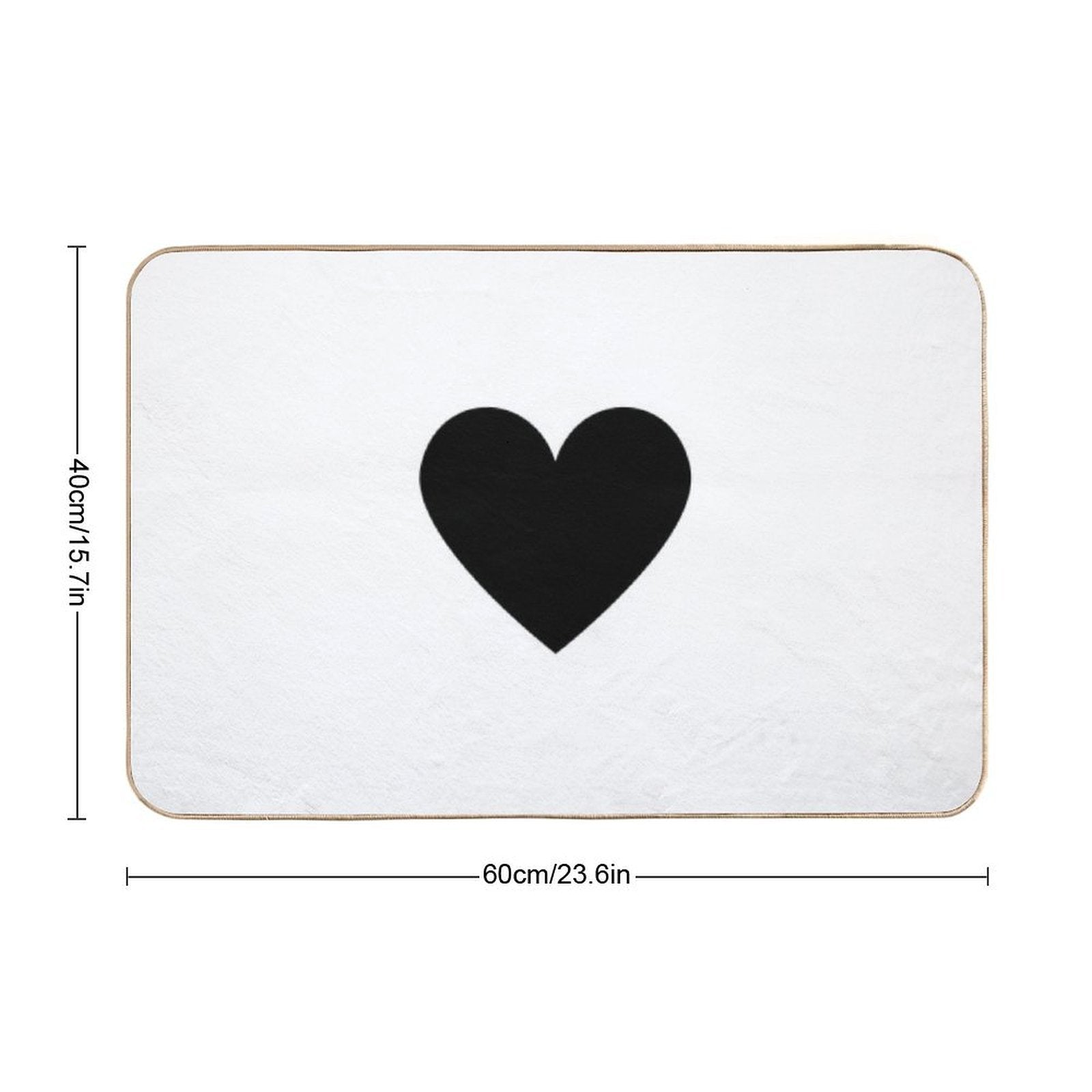 Black Heart  Stain-Proof Bath Mat