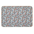 White Flowers on Blue Background Vintage Seamless Pattern  Dirt-Trapping Bath Mat