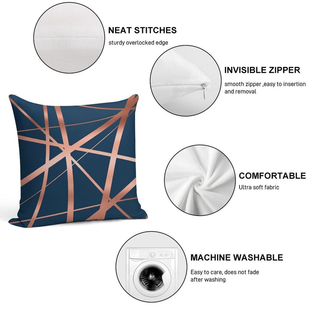Navy Rose Gold Luxe Soft Style Accent Throw Pillow